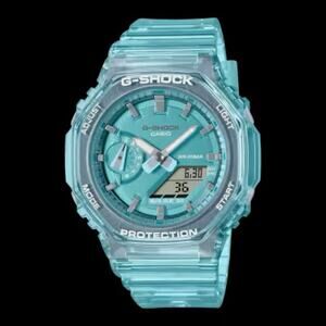 G-Shock GMAS2100SK2 Analog/Digital 42 mm Light Ocean Blue, Clear Band Watch-New